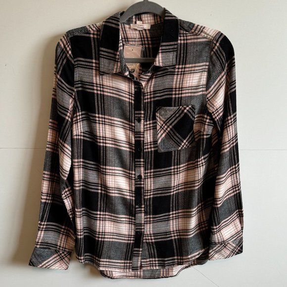NWT! Como Vintage Soft Flannel Shirt in Sand Black Plaid - Picture 1 of 8